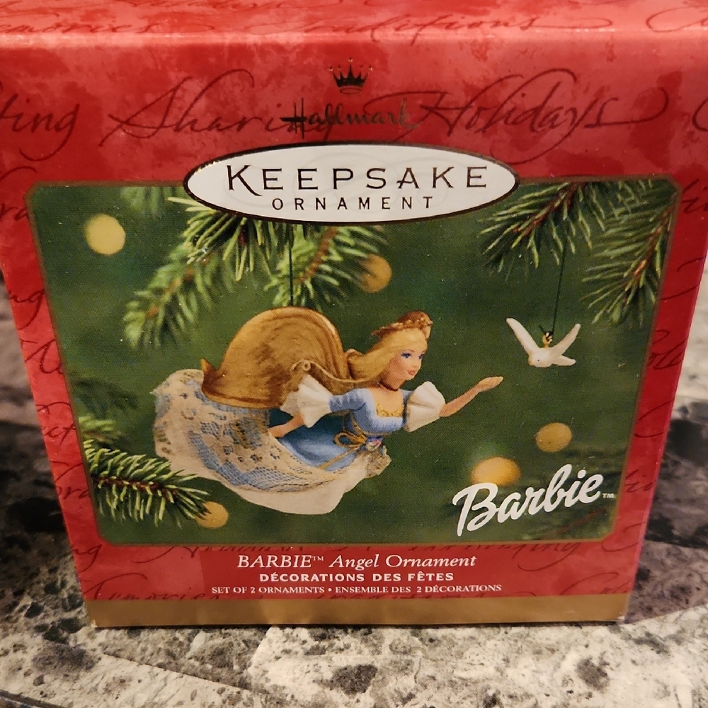 Hallmark Barbie Angel Ornament in Blue and Gold